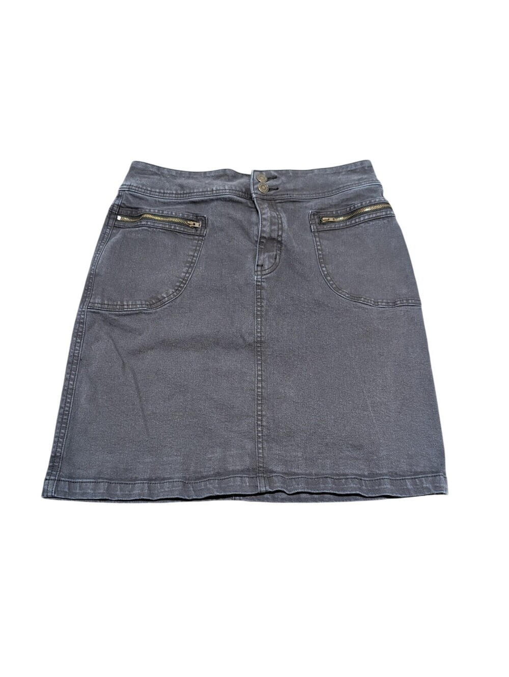 PrAna Broadway Skirt Women's Charcoal Gray A-Line Denim (Sz 8)